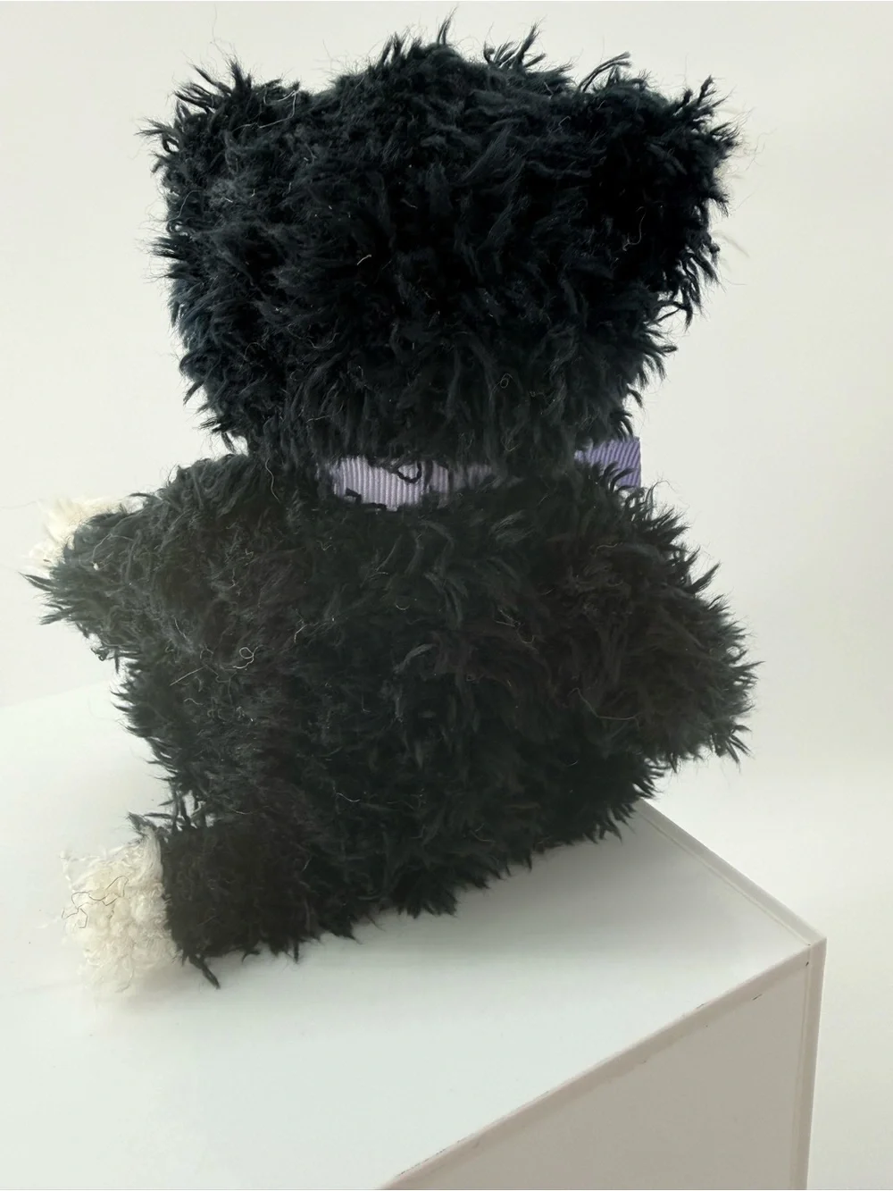 Plush Black & White Cat Toy with Lavender Bow - Soft Cuddly Pet Playmate